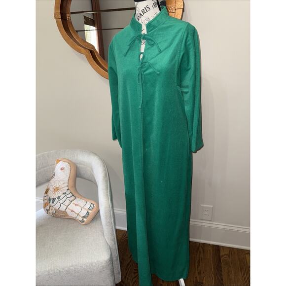 Vintage Evelyn Pearson Velour House Coat Zip & Tie Sz M Maxi Retro 80’s - Picture 3 of 8